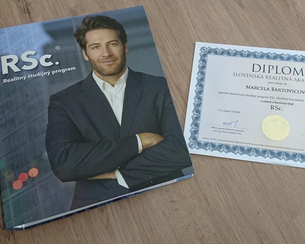 V roku 2017 som získala kariérny titul RSc. - real estate consulting